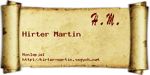 Hirter Martin névjegykártya